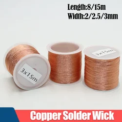 15/8M Length 2.0/2.5/3.0mm Width Copper Desoldering Wire Mesh Braid Tape Welding Point Solder Remover Tool for PCB BGA Soldering
