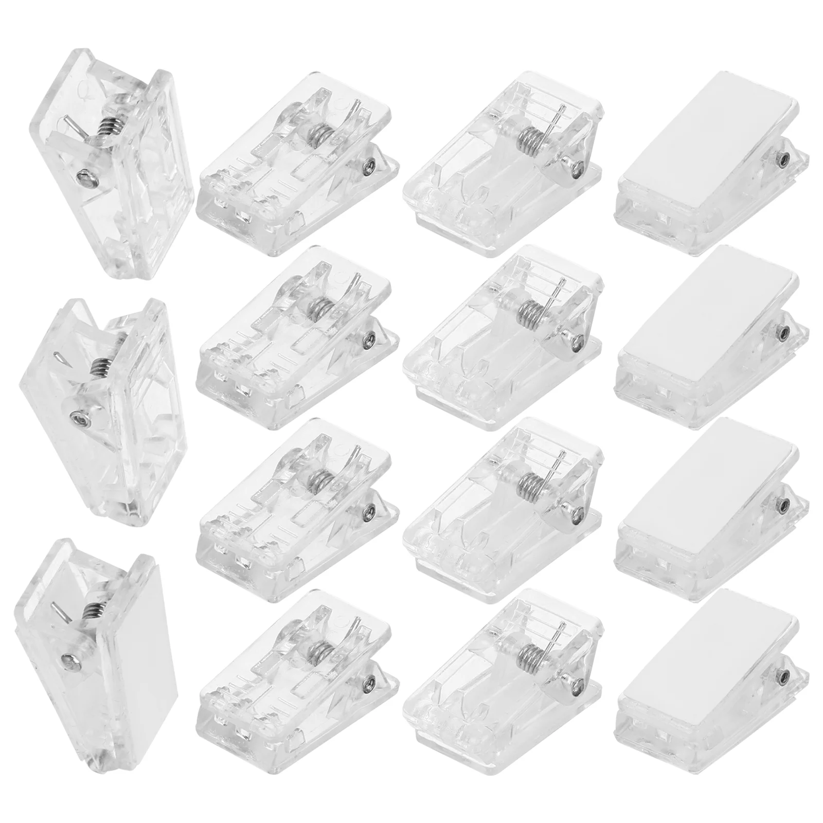 30 Uds Clip autoadhesivo Clips de pared para colgar tarjetas de identificación nombre tapices de resorte transparentes insignia abrazadera etiqueta de foto