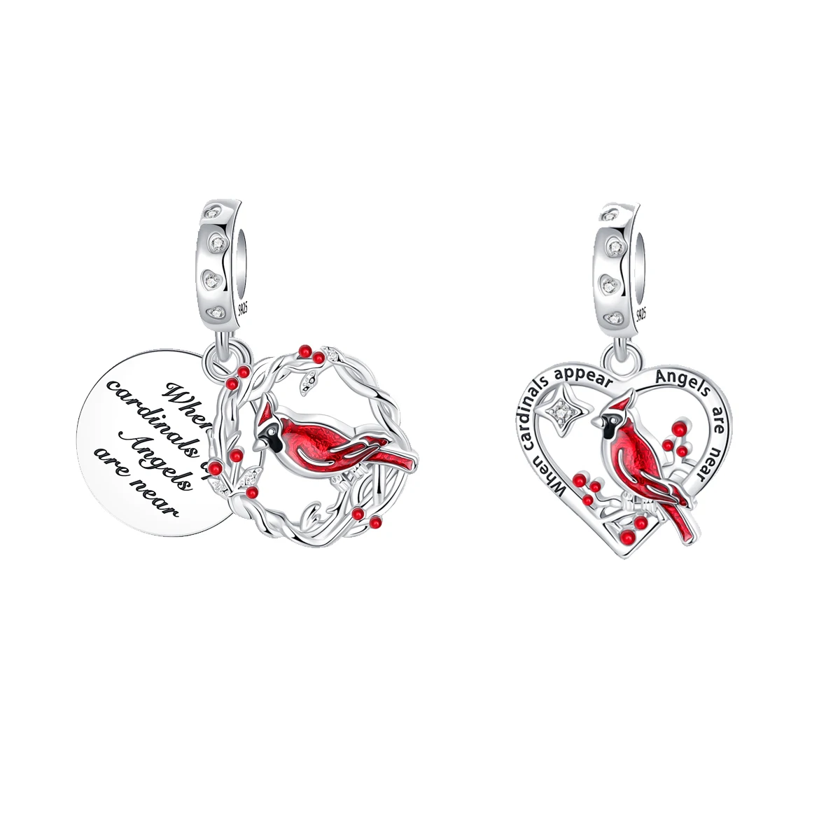 Sterling Silver Cardinal Love Bird Pendant Fit 925 Original Charms bracelets for Women Gift Fine Jewelry Making