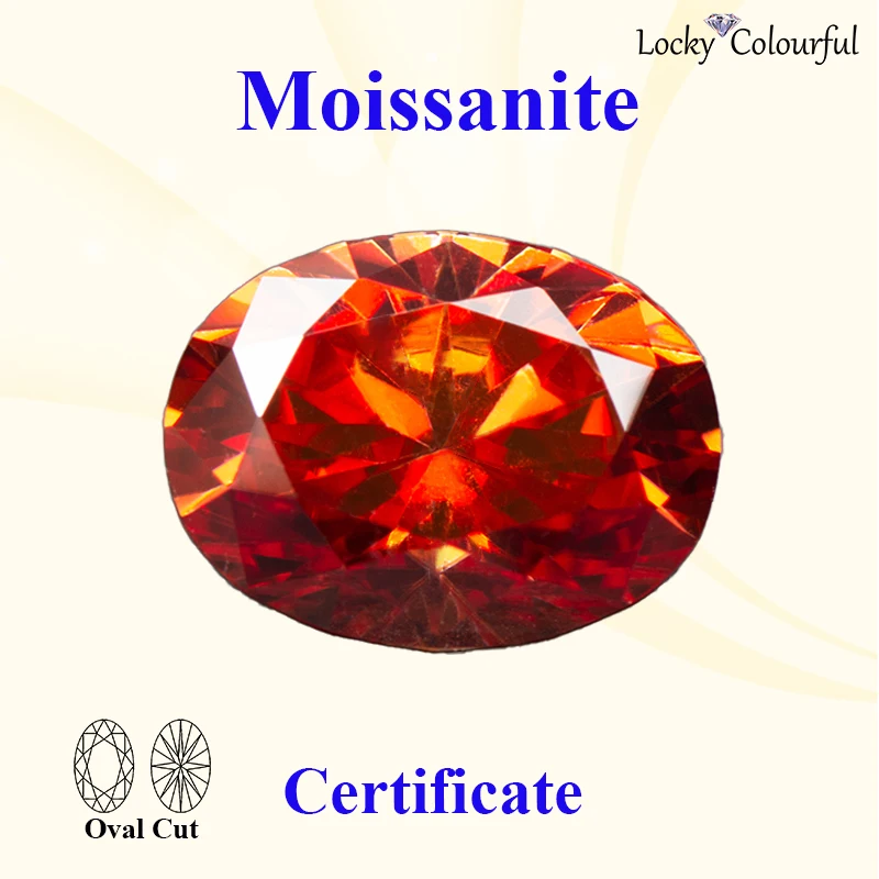 

Moissanite Oval Cut Garnet Color VVS1 for Charms Beads with GRA Certificate DIY Jewelry Making Necklace Pendant Main Materials