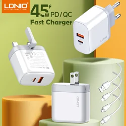 45W Fast Charging LDNIO USB C Charger 2 Ports Type C Wall Charger PD QC4.0 Power Adapter Quick Charge for Samsung Xiaomi iPhone