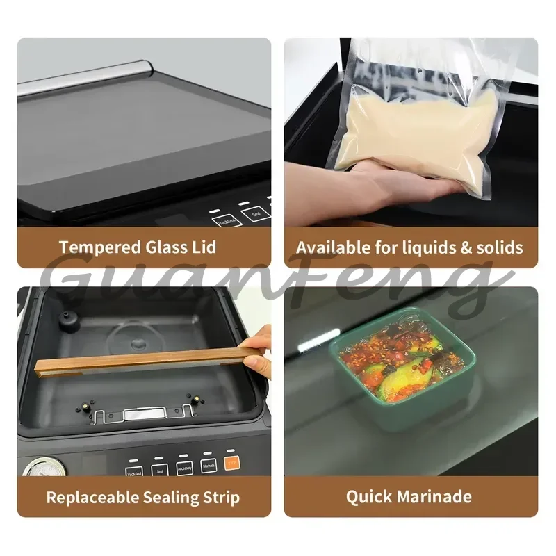 High Power 3 Pumps Vacuum Food Sealing Machine, Liquid & Dry Dual Mode External Fast Sealing for Food Preservation