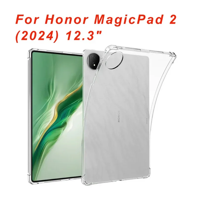 

Прозрачный чехол для Funda Honor MagicPad 2 (2024) 12,3 дюйма, чехол для смарт-планшета, прозрачный ТПУ с 4 противоударными подушками безопасности