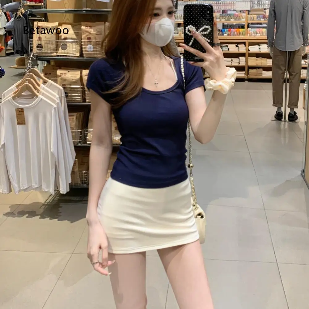 American Style Women Low Waist Solid Color Wrap Hip Skort With Anti Exposure Inner Shorts Sexy Slim Fit Short Bottoms For Trend