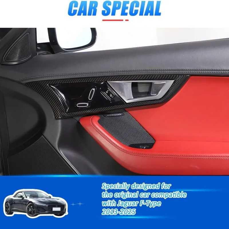 

Углеродное волокно, внутренняя дверная ручка автомобиля, накладка на рамку для Jaguar F-Type X152 2013-2024, декоративная накладка, аксессуары