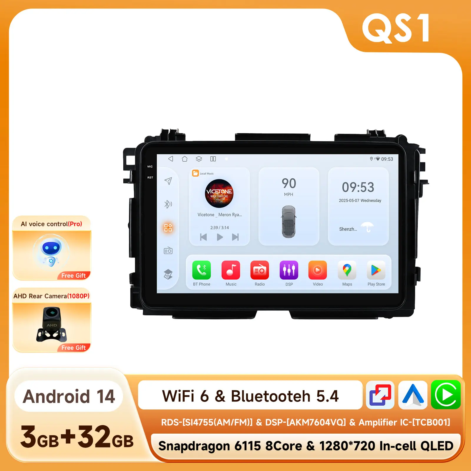 CarPlay Android Auto autoradio voor Honda Vezel HR-V HRV XRV 2013 - 2022 GPS Intelligent Systems Stereo Multimedia Autoradio 4G