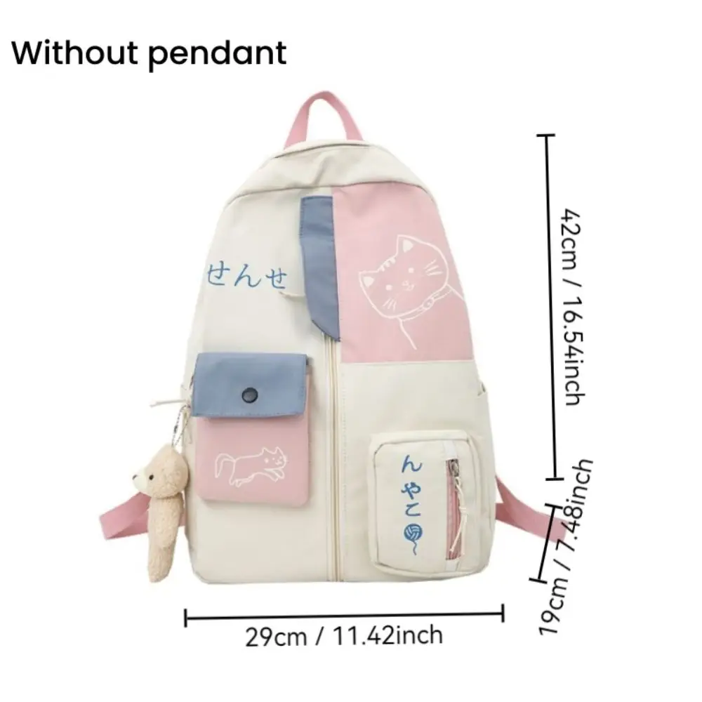 Mochila de viaje impermeable de gran capacidad para mujer, morral escolar de nailon con diseño de gato de dibujos animados, a la moda, para estudiantes