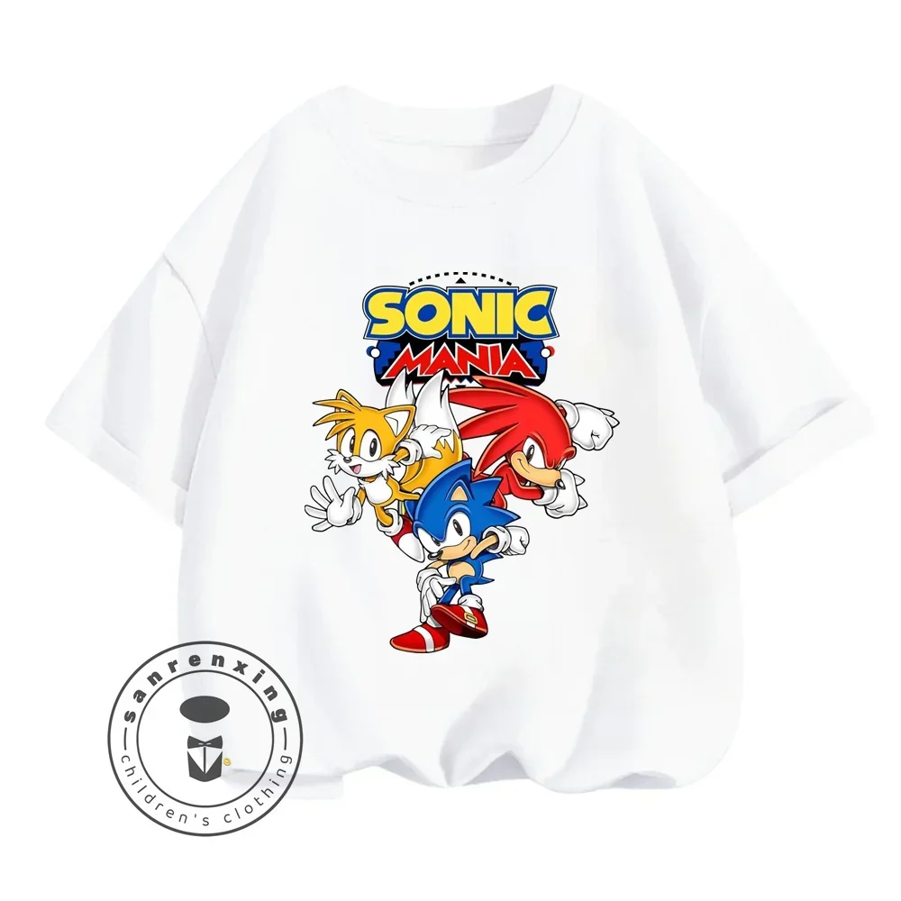 Sonic The Hedgehog Boys Girls Summer Tees A Great Choice for Casual Wear Lightweight Comfortable For Every Day Easy-Going Comfy