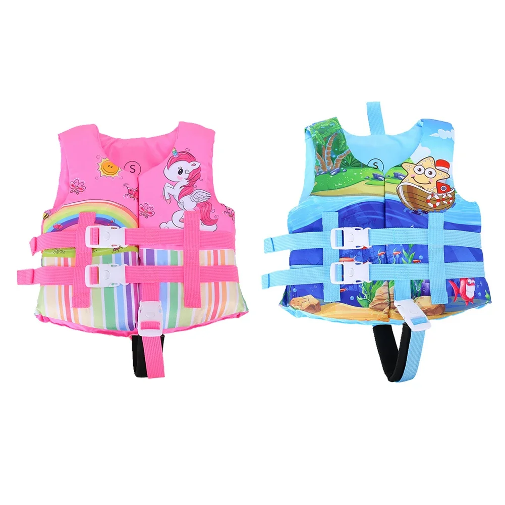 Kids Swimming Life Vest Cartoon Animals Print Flotage Life Jacket with Lockable Buckles for Girls Boys for 2-10 Years