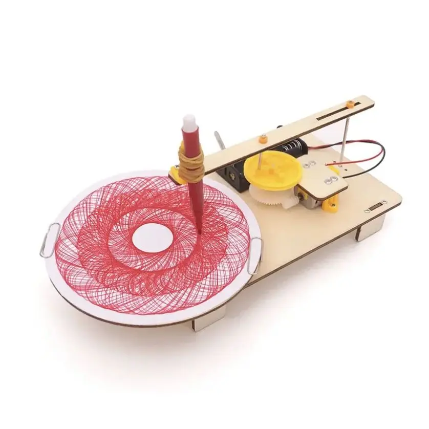 DIY kinderpuzzel montage houten elektrische plotterkit model automatische tekening robot wetenschappelijke natuurkunde experiment speelgoed