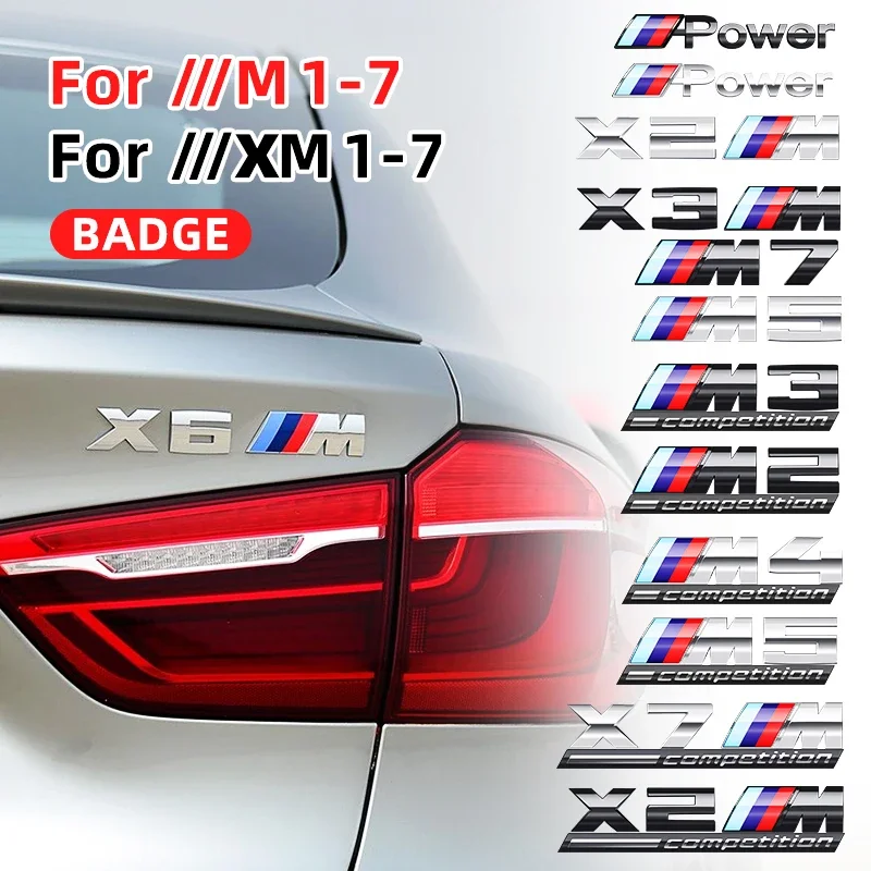 3D ABS Car Rear Trunk Emblem Badge for BMW M Thunder Edition M1 M2 M3 M4 M5 M6 M7 X7M X2M X3M X4M X5M X6M COMPETITION power logo