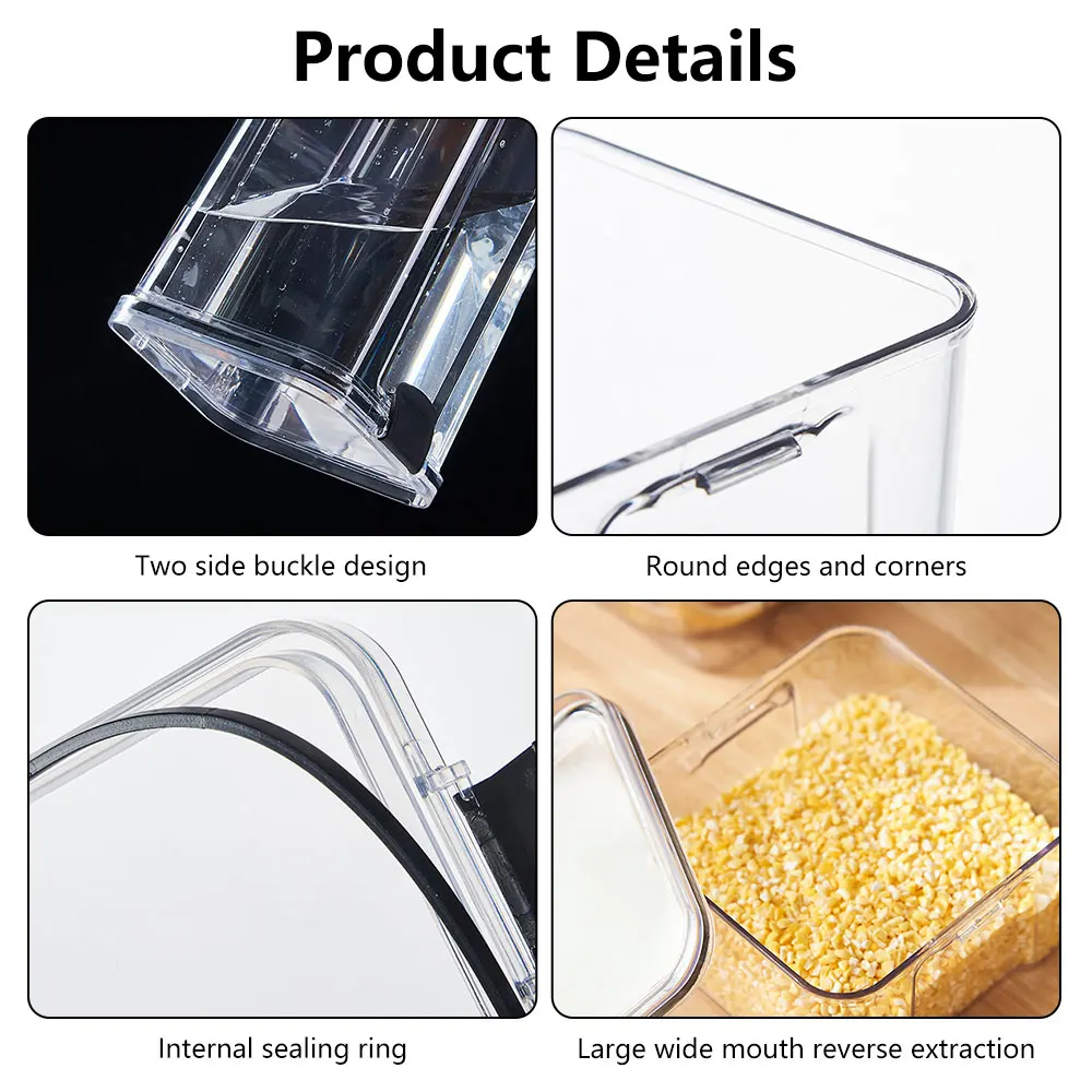 Food Sealing Storage Containers PET Plastic Kitchen Storage Boxes Jars Noodle Boxes Jars With Lids Kitchen high-capacity Boxes