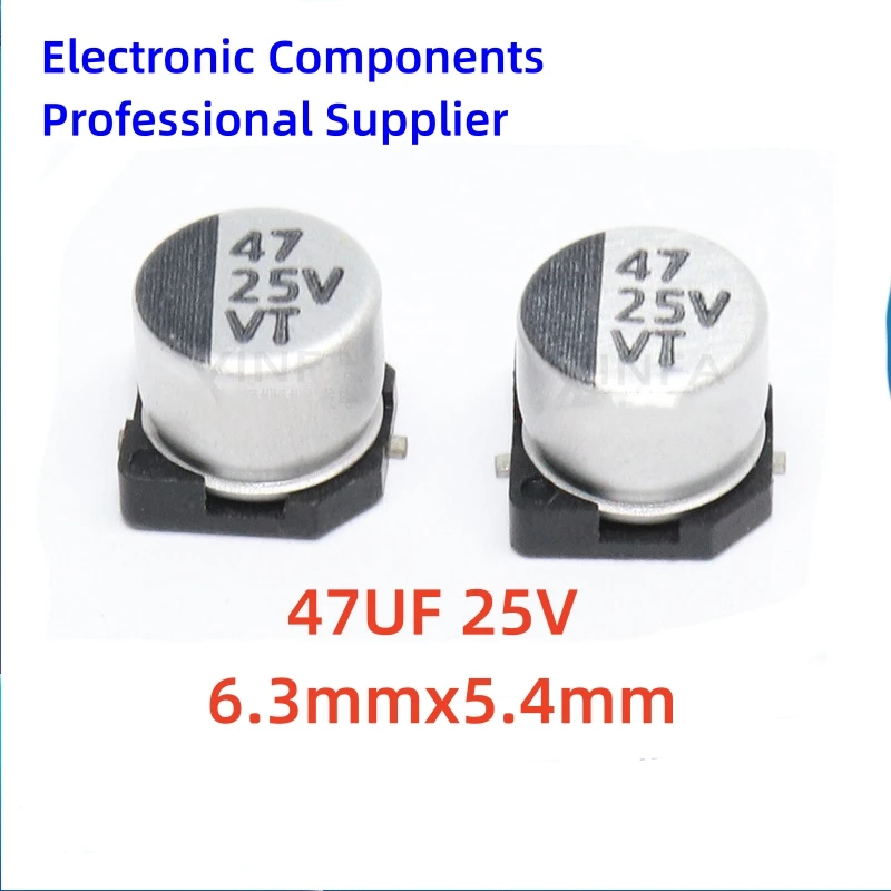 1000pcs/reel 47UF 25V 6.3x5.4mm SMD aluminum electrolytic capacitor 47UF 25V D6.3xL5.4 SMD SMD electrolytic capacitor