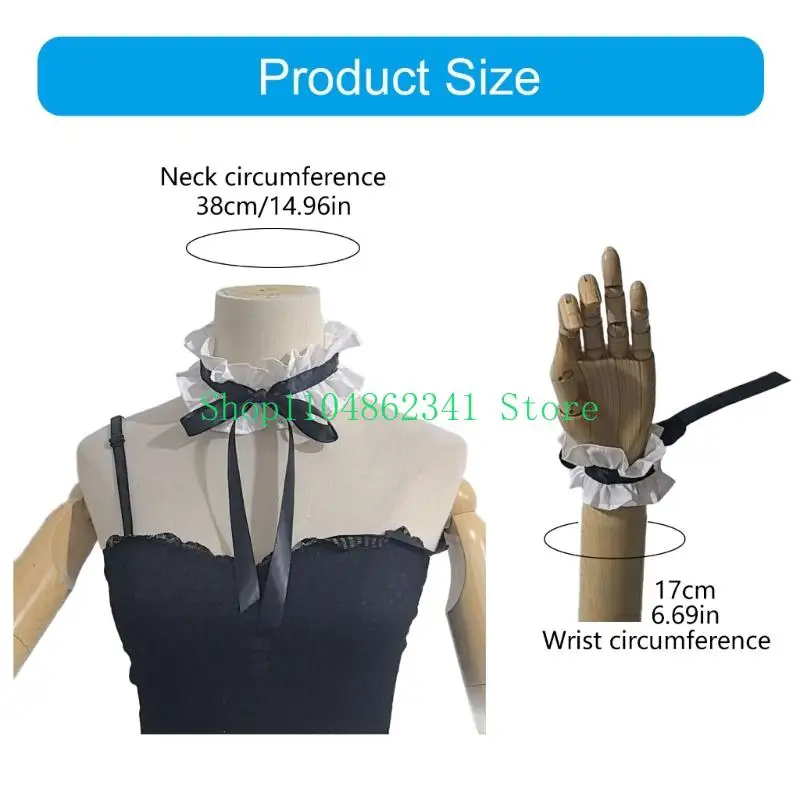 5ASD الفيكتوري المكدسة الأكمام الدانتيل ذي الياقات الزخرفية لأزياء الهالوين وملحقات جمع الأحداث