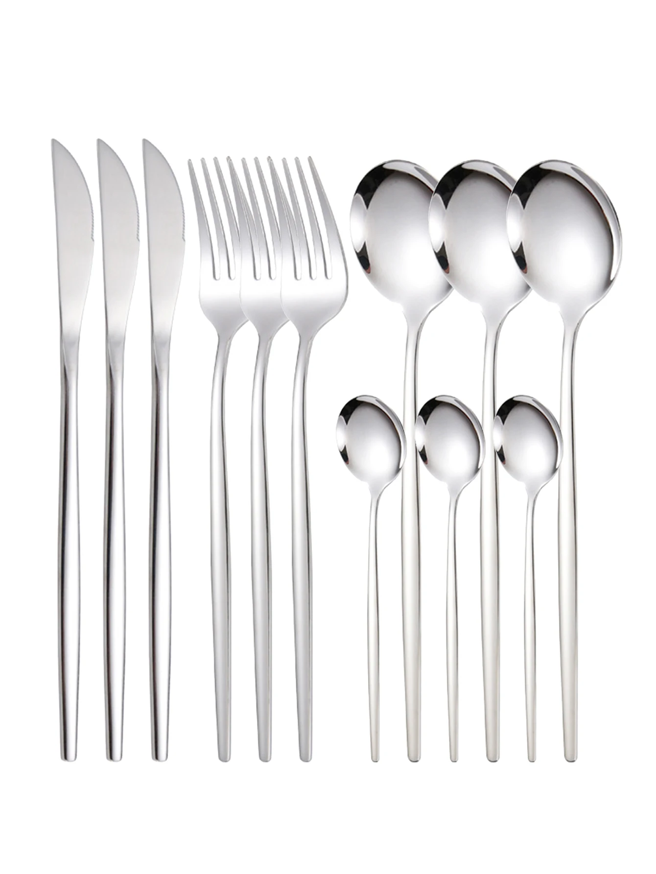 12pc Thin stainless steel cutlery set Portugal steak knife and fork dessert spoon coffee spoon