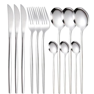 Set of stainless steel cutlery, knife, fork, dessert spoon, coffee spoon, thin steak, 12 parts 6 Main Sales Country Penaveh - №3