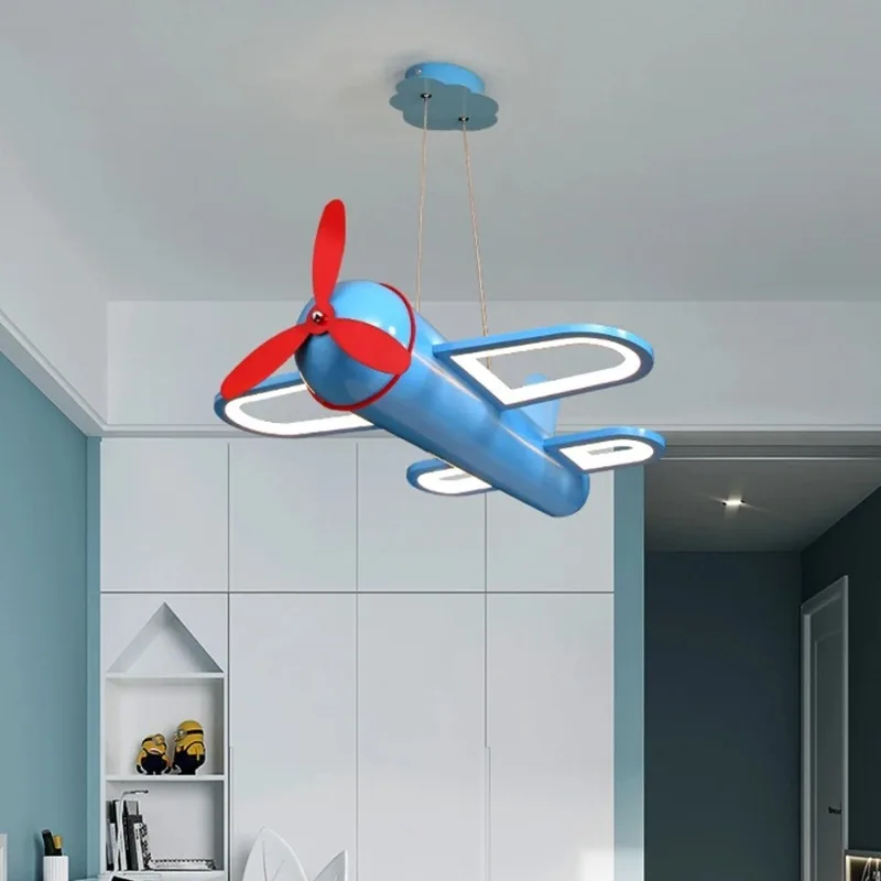 Modern Led Airplane Chandelier for Home Decor Pendent Light Children Room Kids Baby Boys Colorful Lighting Bedroom Hanging Lamp