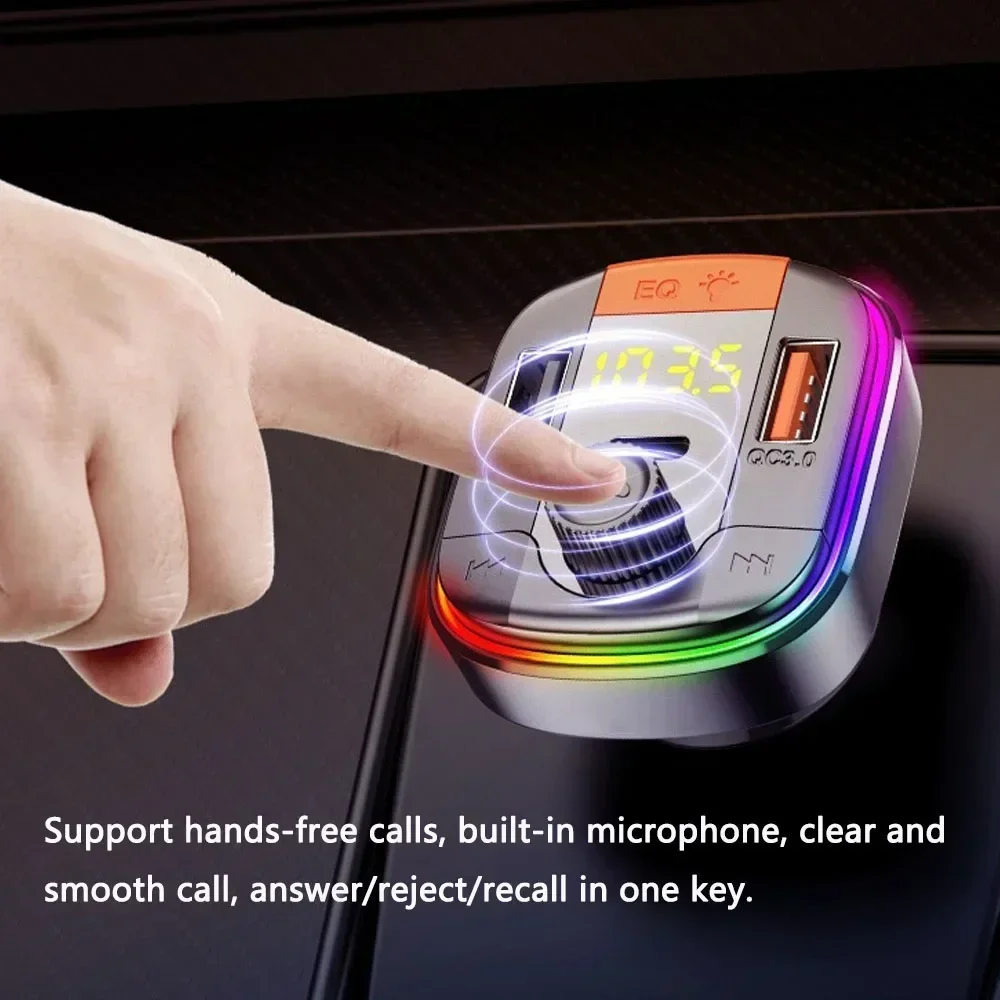 Car MP3 Player BT FM Transmitter Radio Receiver PD/USB Charger Hands-Free Calling Support U-Disk Playback Voltage Display Music