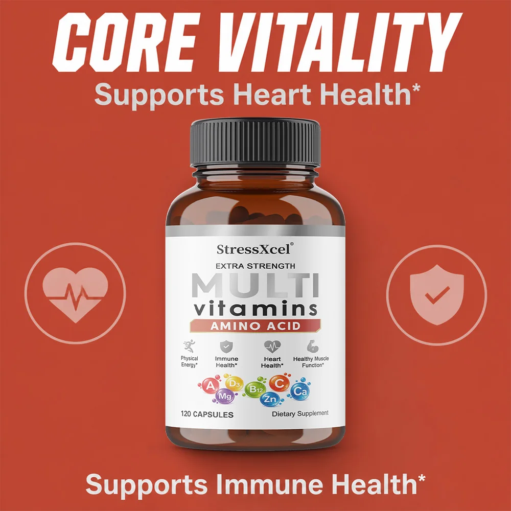 Multivitamin Capsules, C/D/B/K Complex with D3K2 Biotin Zinc, Support Energy  Immune Hair Skin Nails Bone Joint Heart Brain