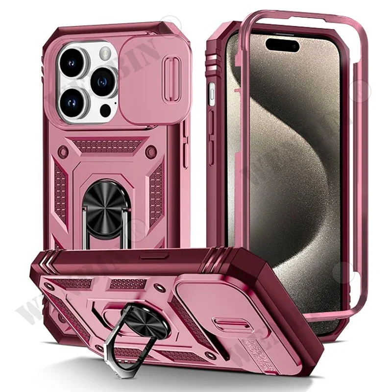 Hülle für iPhone 17 16 16e 15 14 13 12 11 Pro Max Plus Mini XS XR 8Plus 8 7SE Heavy Duty mit Kamera 360 Grad Kickstand Cover