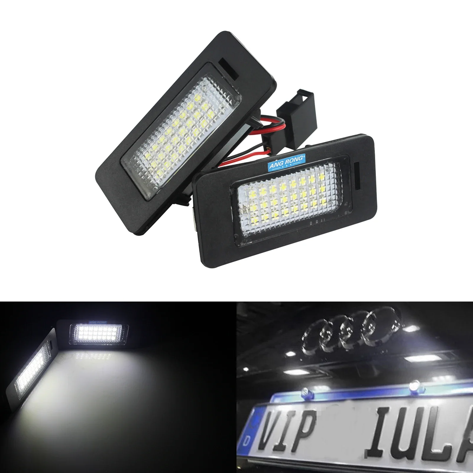 ANGRONG 2x LED 24 SMD License Number Plate Light Lamp Bulbs No Error For Porsche Panamera 2010+ Seat Alhambra Ibiza / ST MKV