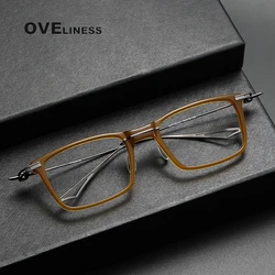 2023  Acetate Titanium eye Glasses Frame for Men Vintage Square Myopia Prescription Eyeglasses frames Women Spectacles Eyewear