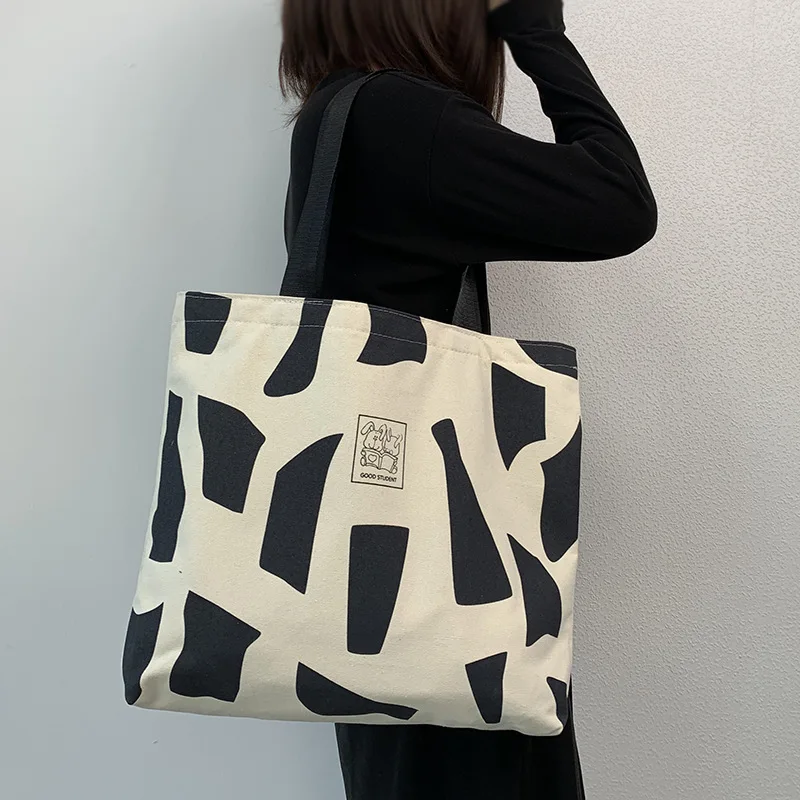 

Korean Versatile Canvas Bag Women's Large Capacity Zipper Shoulder Bag Student Party Crossbody School Bag Going Out Tote Mommy
