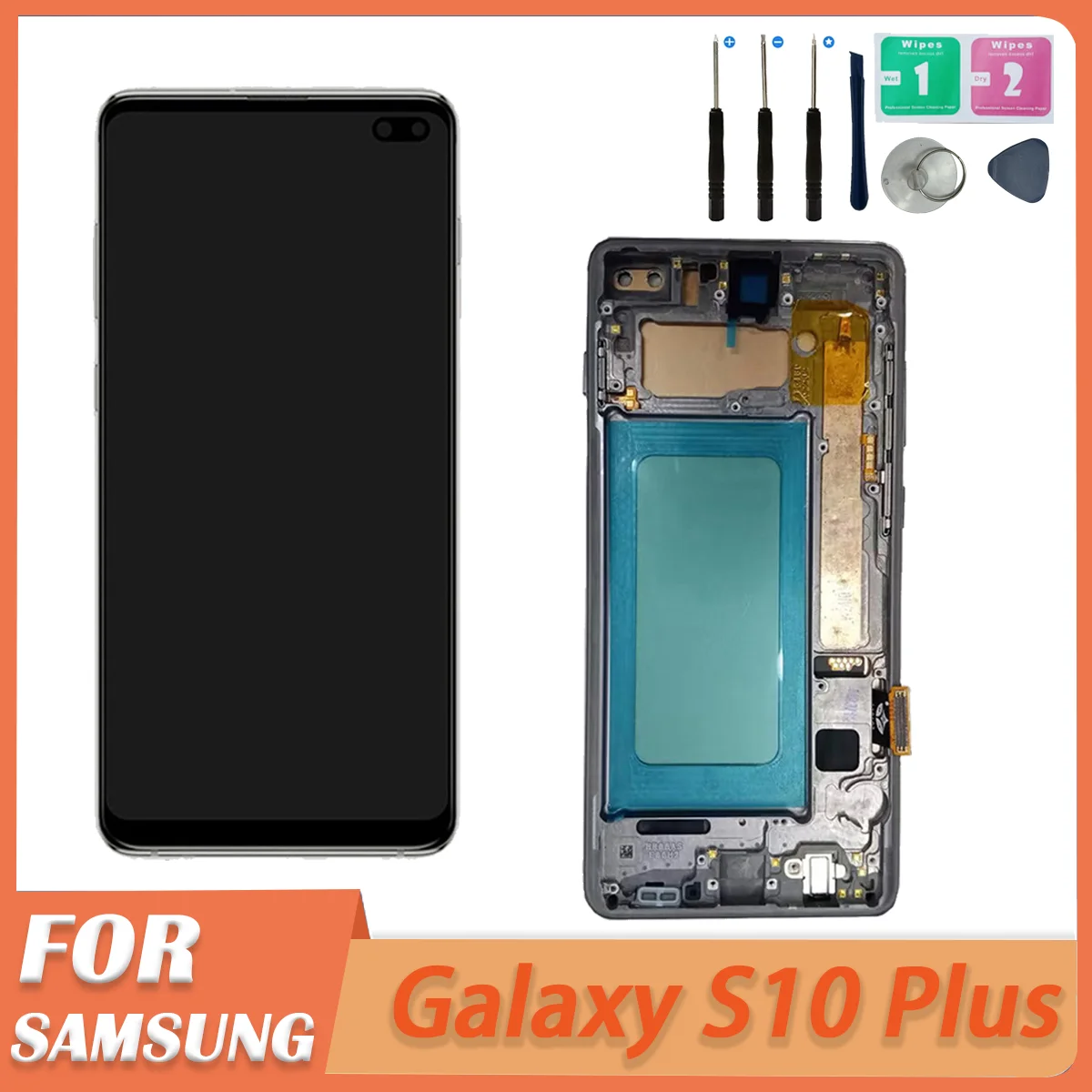 TFT Screen For Samsung Galaxy S10 Plus S10+ G975F Lcd Display Digital Touch Screen With Frame For Samsung S10 G973F Replacement