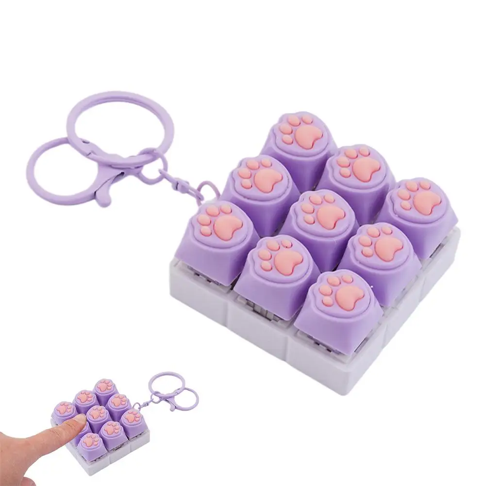 Cat Paw Button Keycap Fidget Keychain
