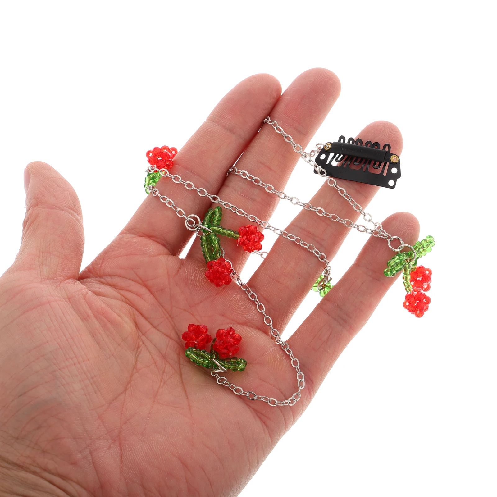 

Cherry Hair Braiding Chain Shaped Clip Accessories Blossom Hairpin For Women Side Hairstyle Party Wedding Peach Braid Tool Fake