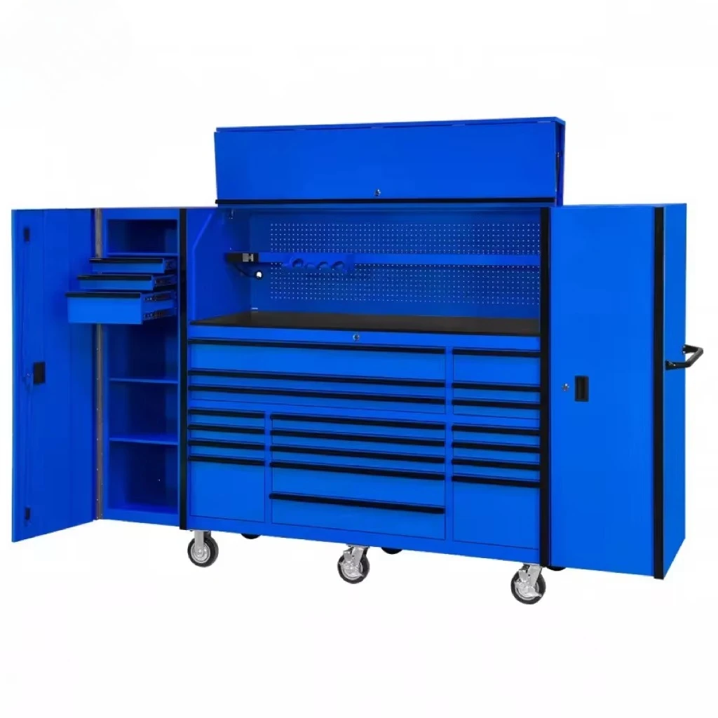 280*63*175cm Metal Tool Cabinet 19 Caster Blue OEM  High Quality