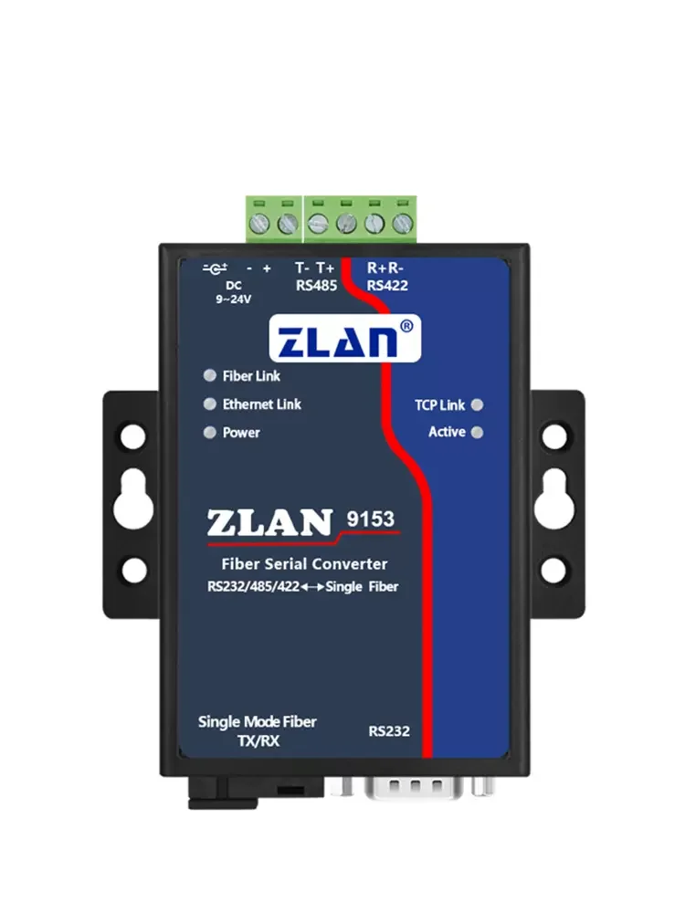 serial RS232 RS485 RS422 to Ethernet to optical fiber SC single model converter ZLAN9153