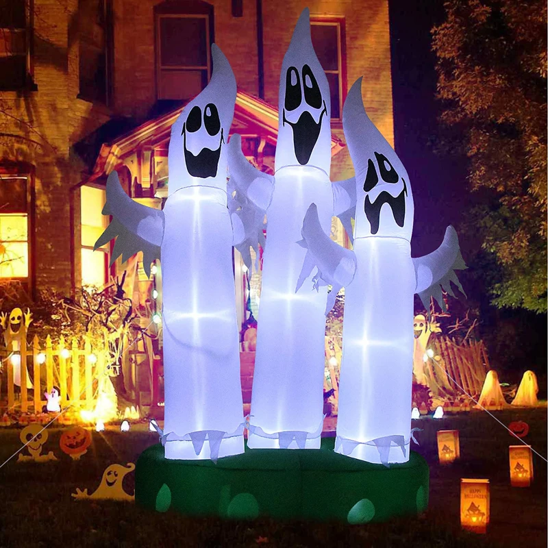 10 Ft Halloween Decorations Inflatable 3 Ghosts Halloween Decor with LED Light Lawn Inflatables Outdoor Toys for Home Yard Decor