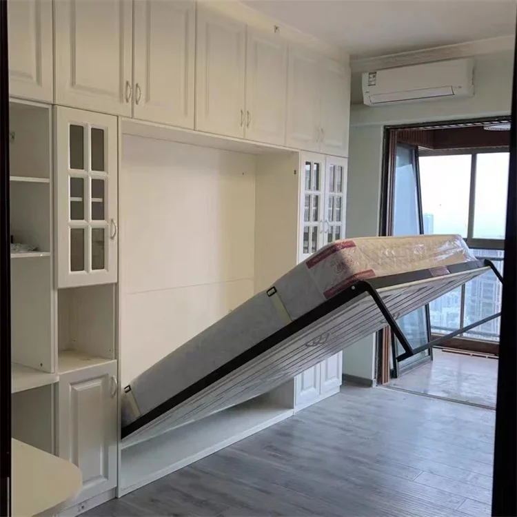 hidden space saving furniture folding wall mounted bed