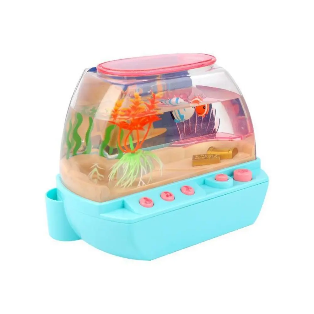 

Creative Artificial Aquarium Toy Cartoon Light Up Mini Simulation Fish Tank with Music Fake Fish Tank LED Light Up Tank Desktop