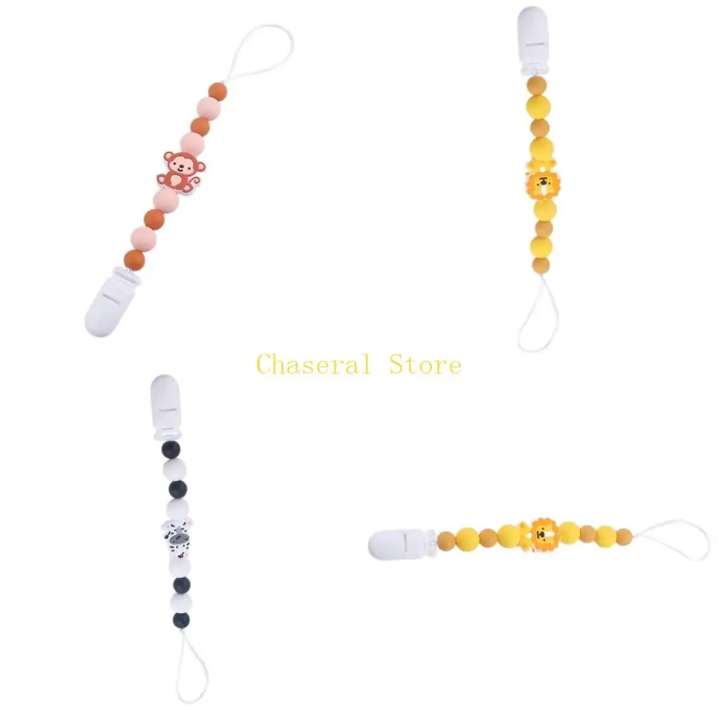 

E7CE цепочка для соски с мультяшными животными, держатель для соски для малышей, ремни для соски, игрушка-прорезыватель, цепочка