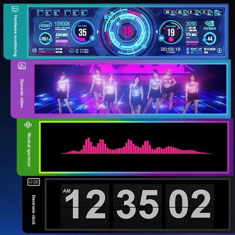 

652F 8,8-футовый дополнительный ЖК-дисплей для корпуса компьютера с сенсорным управлением, четкостью 720P и широким спектром
