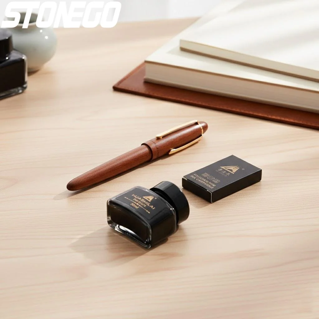 

Набор элитных перьевых ручек с золотым покрытием 0,7 мм, деревянные перьевые ручки с вращающимся колпачком, чернила 30 мл – отличный подарок к празднику