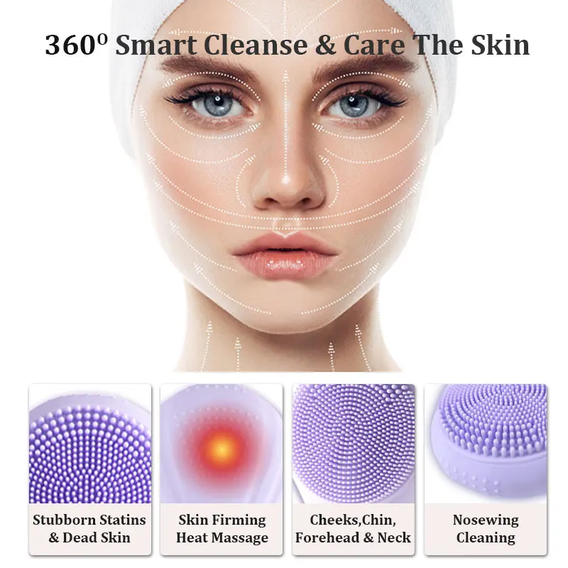 Xiaomi sonic silicone escova facial limpador esfoliante rolo vibratório massagem poros limpeza profunda à prova dwaterproof água recarregável purificador