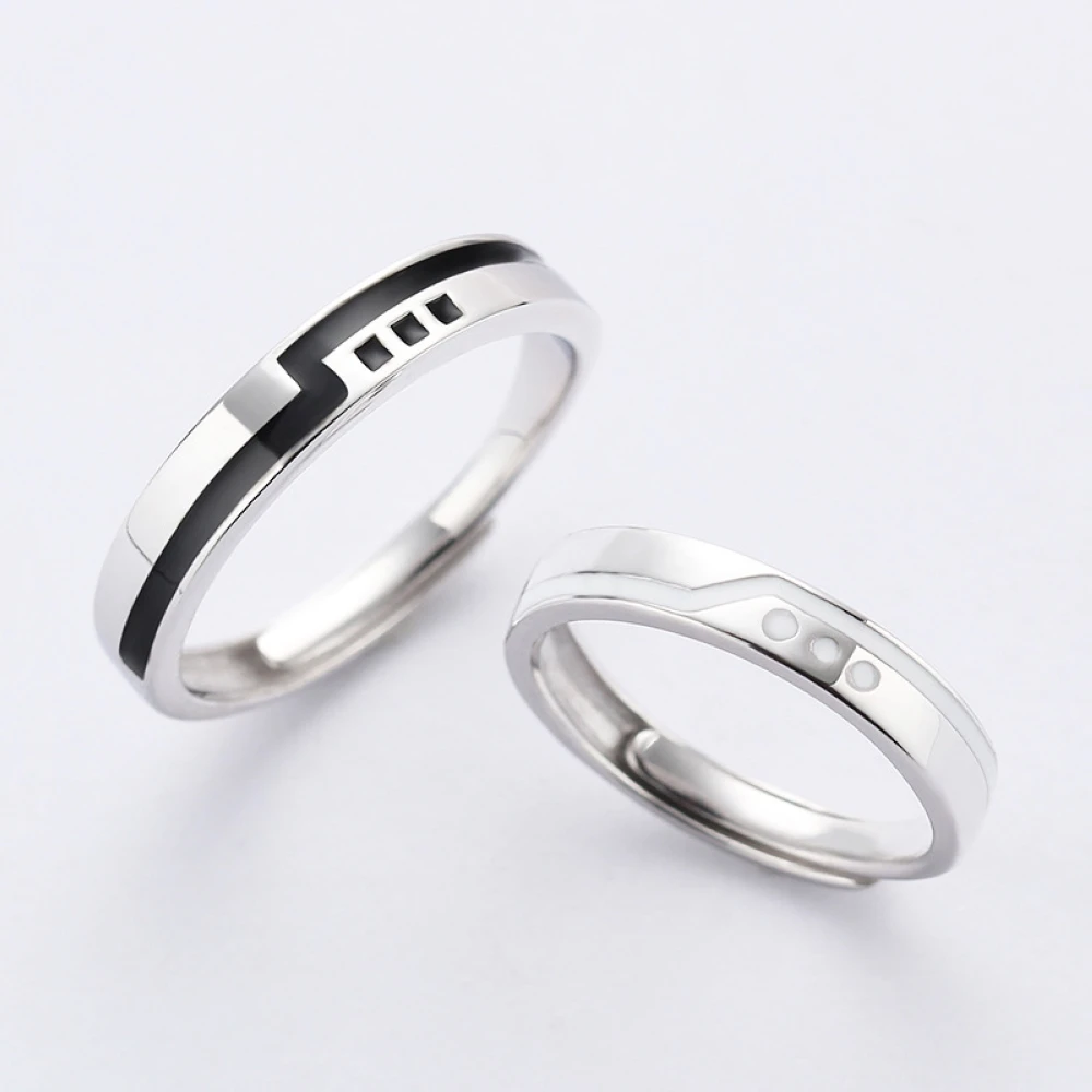 Black White Dripping Oil Copper Plated Platinum Adjustable Couple Rings Overlap Opening Finger Jewelry Wholesale Free Shipping