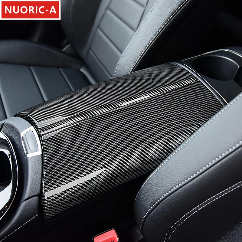 Center Console Armrest Box Panel Decoration Cover Trim ABS For Mercedes Benz E Class W213 260 300 2016-2019 Carbon Fiber Color