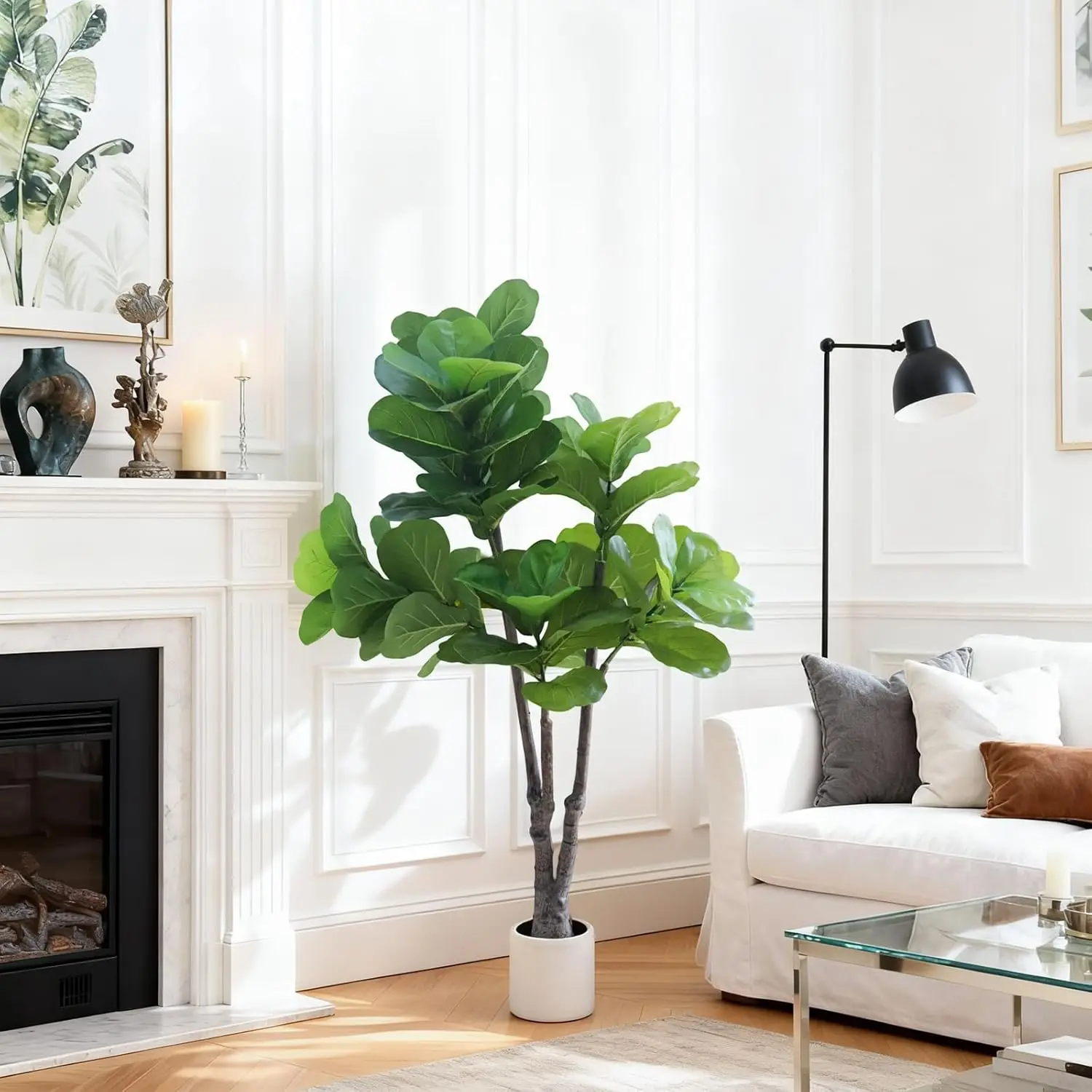 

150 см искусственное фигурное дерево с горшком-реалистичное большое искусственное растение Фикуса Лирата для внутреннего и наружного декора домашнего офиса