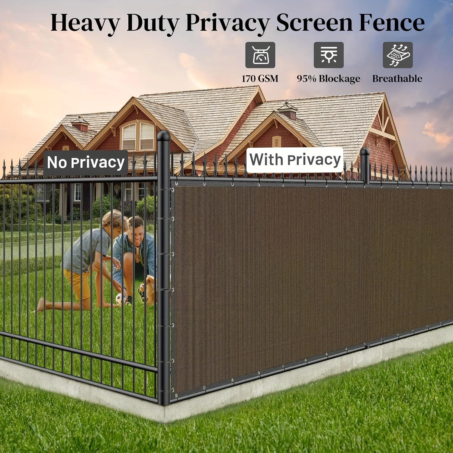 Shade Netting & Privacy Fence Screen, High-Density Polyethylene Shade Net with Brass Grommets, 90% Shade Rate and Uv Protection Ideal for Dog Houses, Pavilions, Patios, Garden Canopies, and Outdoor Activity Areas.