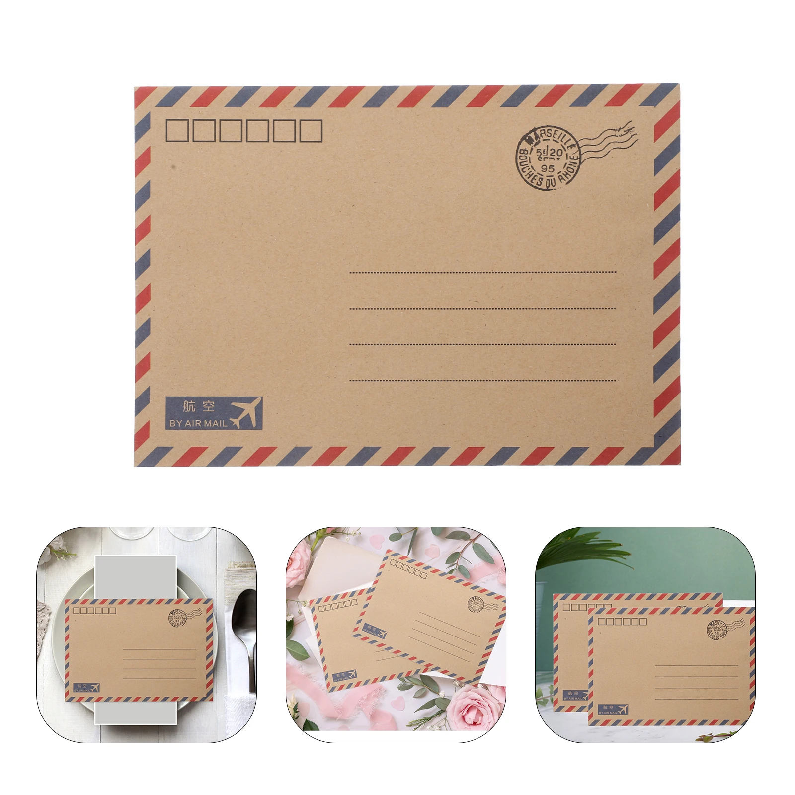 48pcs Vintage Envelopes Kraft Paper Airmail Stationery Set Cards Postcards Letter Paper WeddingInvitations for school and office