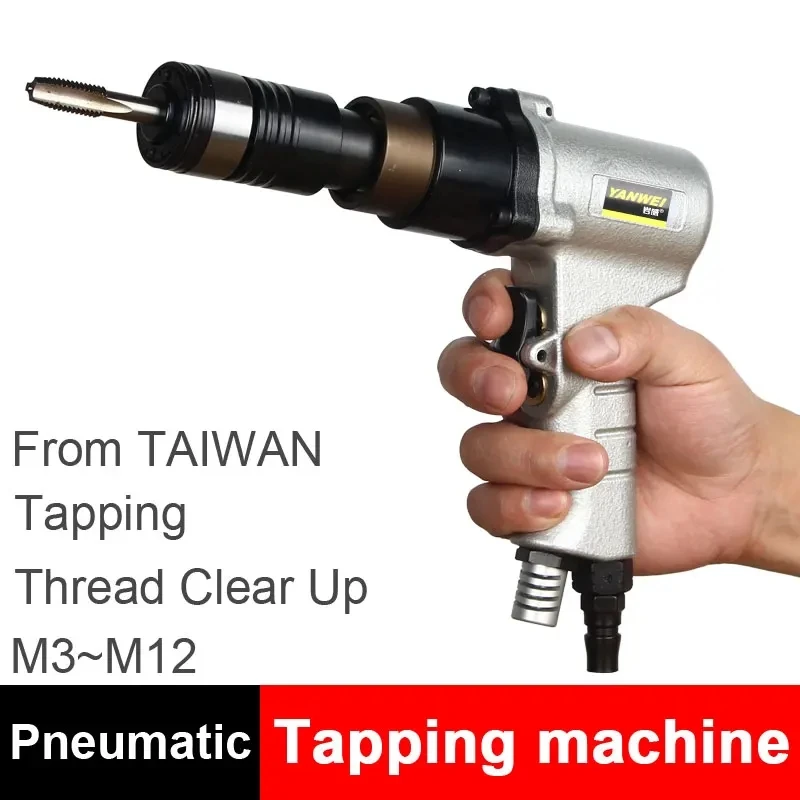 

Pneumatic Tapping Machine Air Clear Up Thread Tool Tapper with Overload Protect ISO JIS Chucks M3-M12