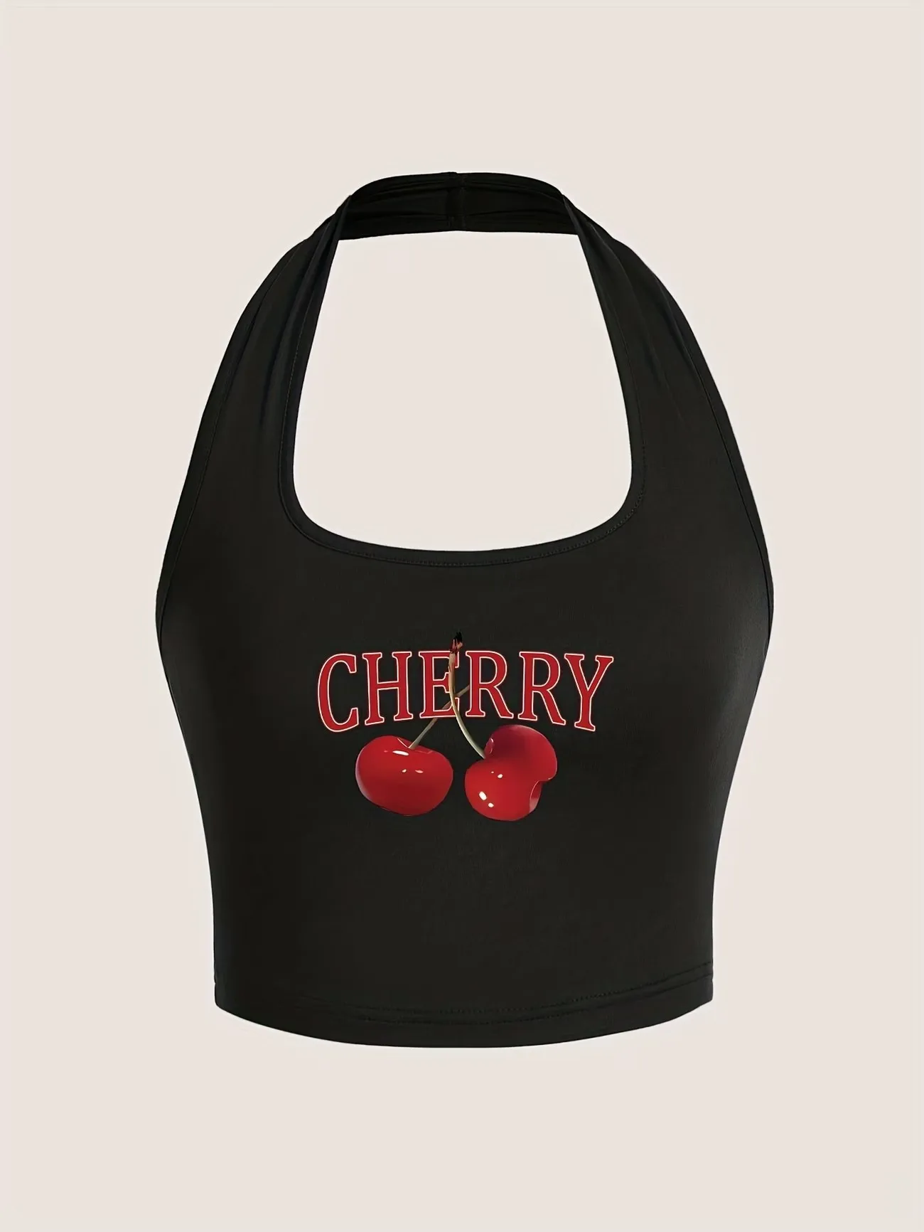 90s Fashion Cherry Halter Neck Tops Sexy Women Summer Halter Top Y2k Sleeveless Tanks Chic Vest Shirt Tank Top Girls Woman