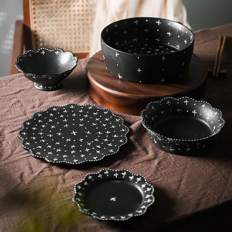 

Hepburn Series Coarse Pottery Tableware Set,High-end Light Luxury Bowl,Vegetable Dish Soup Bowl,Restaurant Decoration Display