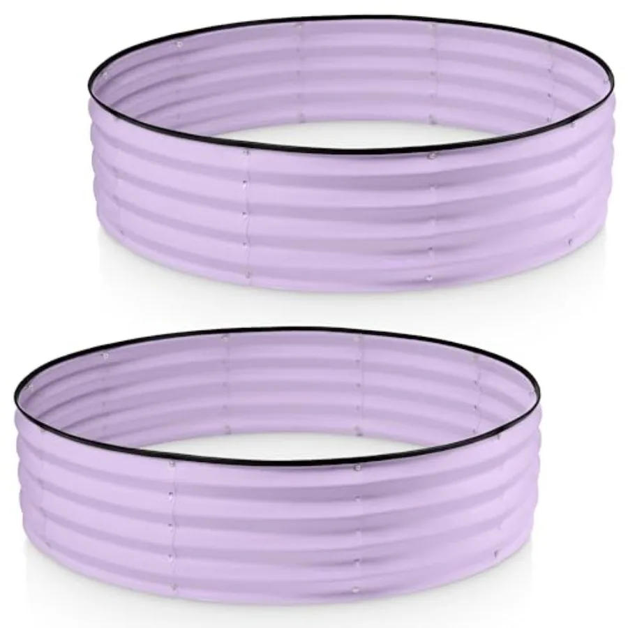 

Круглая оцинкованная приподнятая грядка 4×4×1 фут, 2 шт., для сада, для овощей и цветов, лавандового цвета, запатентованная, без использования инструментов