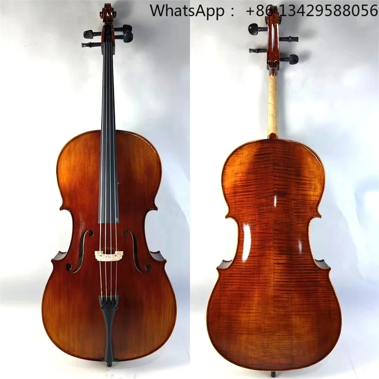 

High-end Handmade Flamed Maple Spruce and All-solid Maple Wood Cello for Performance and Examination Use