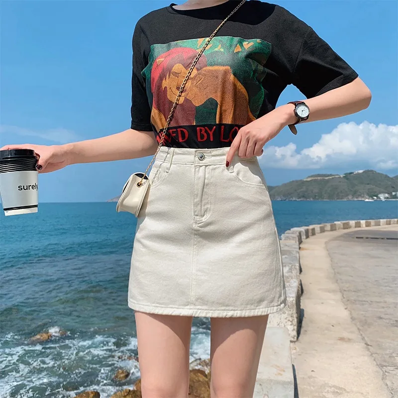 Streetwear Black Women\'s A-Line Skirts Jeans Summer High Waist Mini Skirt Casual Fashion High Street Harajuku Skirts for Women